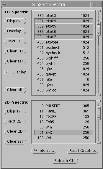 Sunsort spectra window